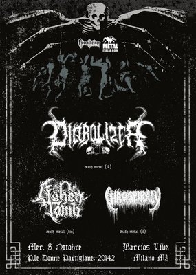 Diabolizer + Ashen Tomb + Chaospiracy flyer